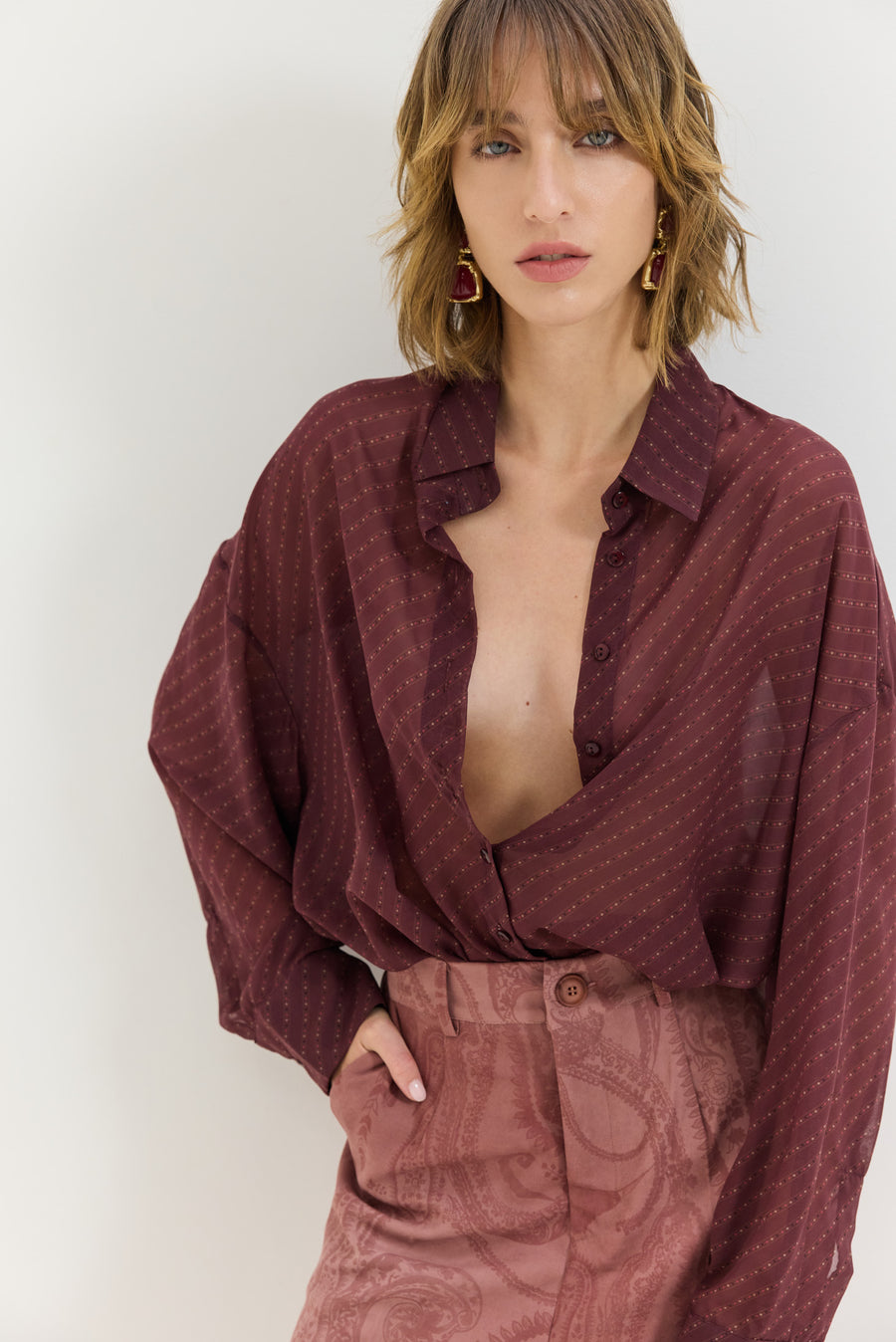 Heather Shirt (Old Tie Bordeaux)