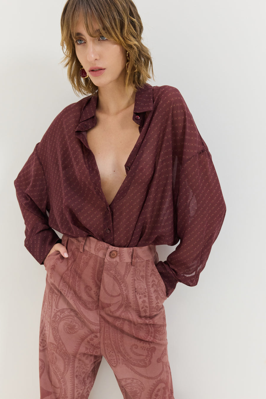 Heather Shirt (Old Tie Bordeaux)