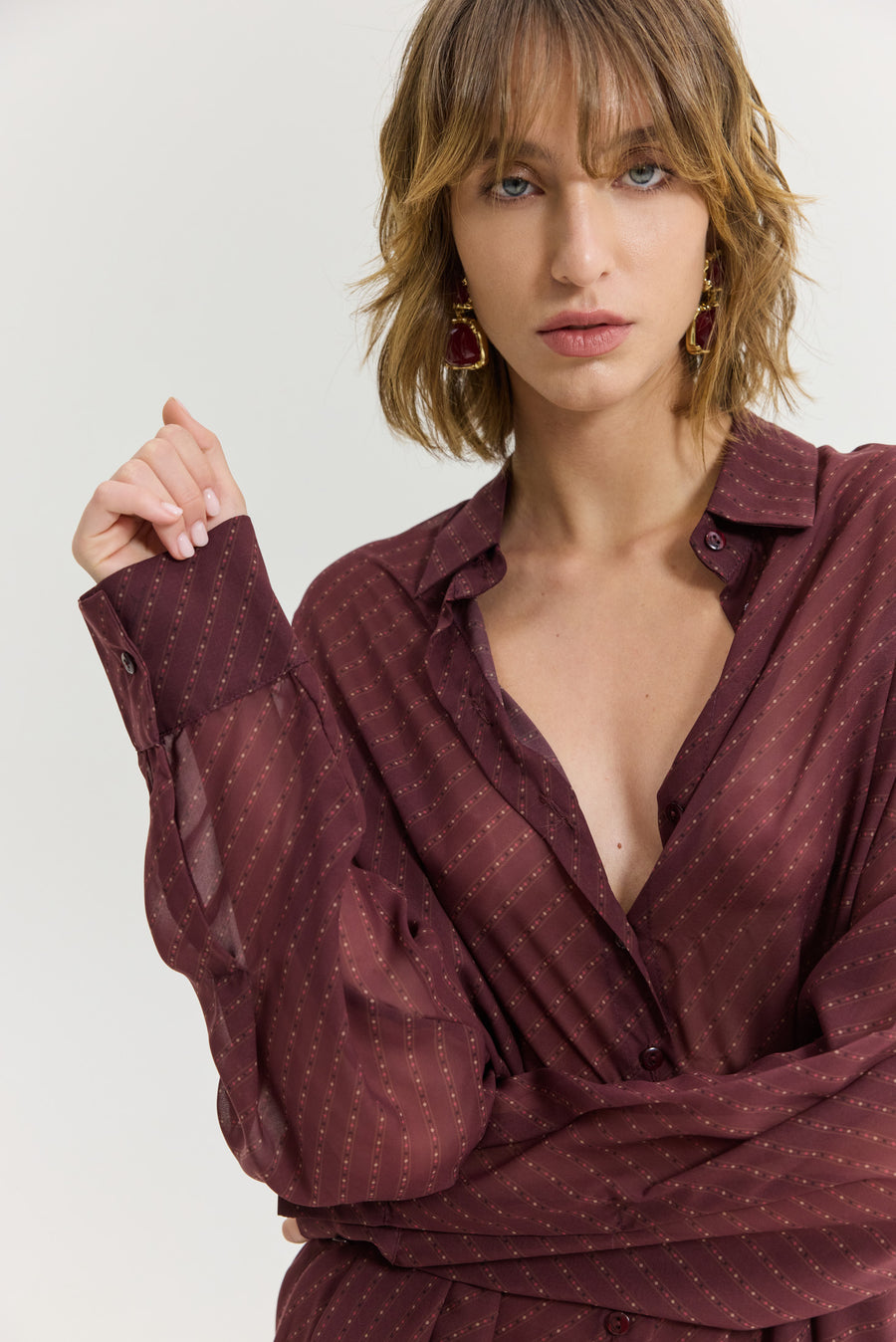 Heather Shirt (Old Tie Bordeaux)