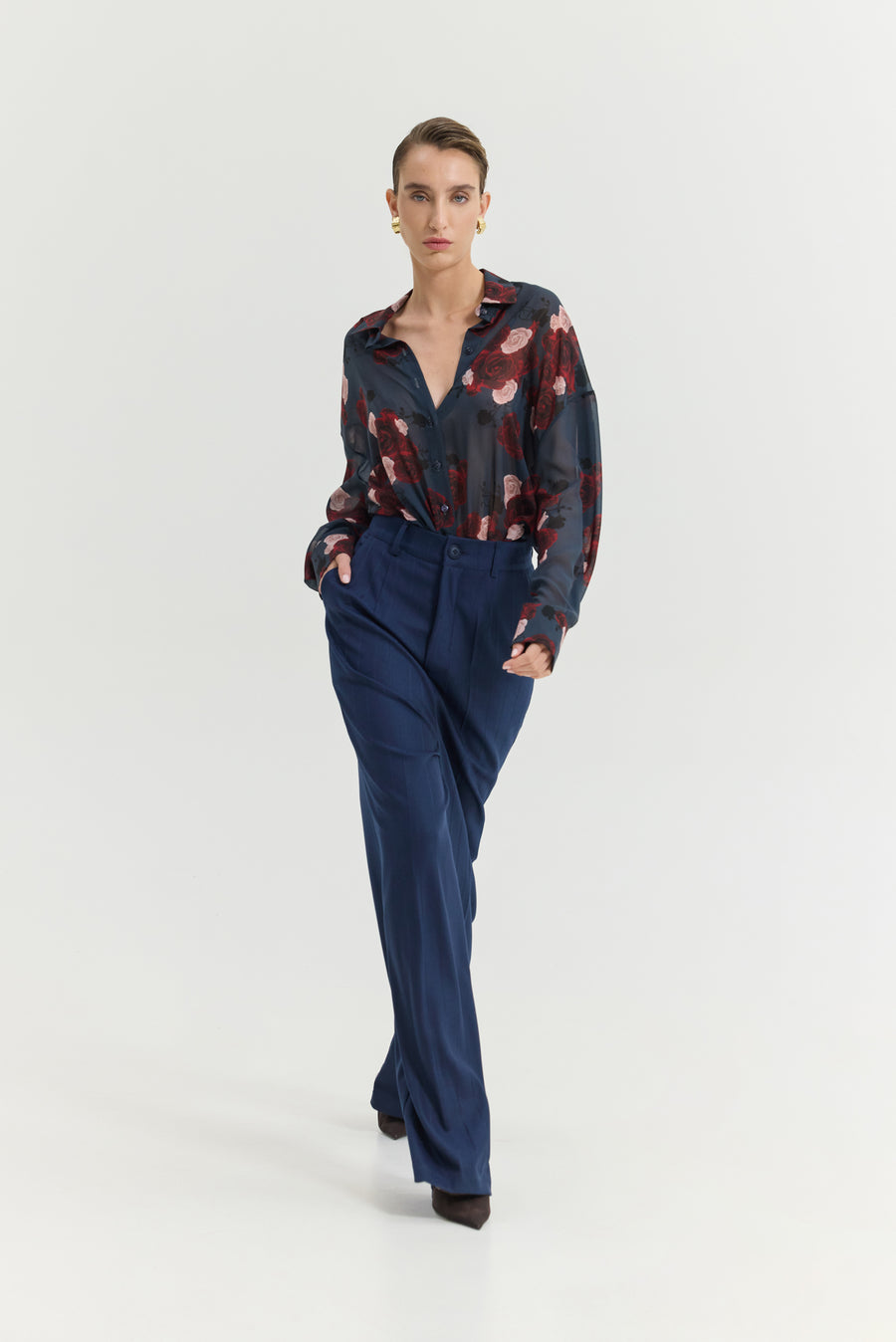 Heather Shirt (Shadow Roses Blue)