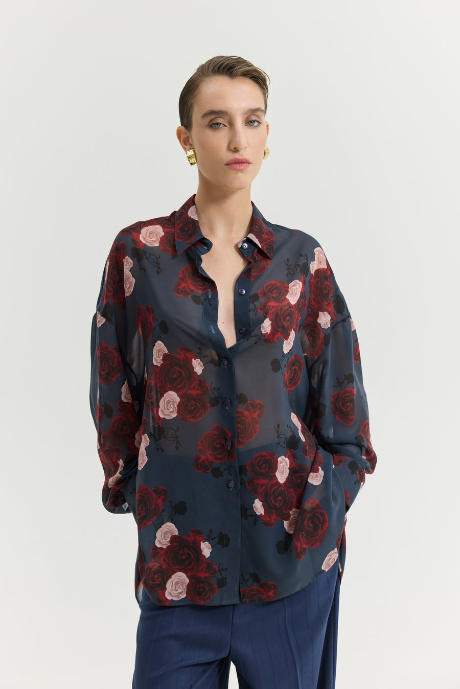 Heather Shirt (Shadow Roses Blue)