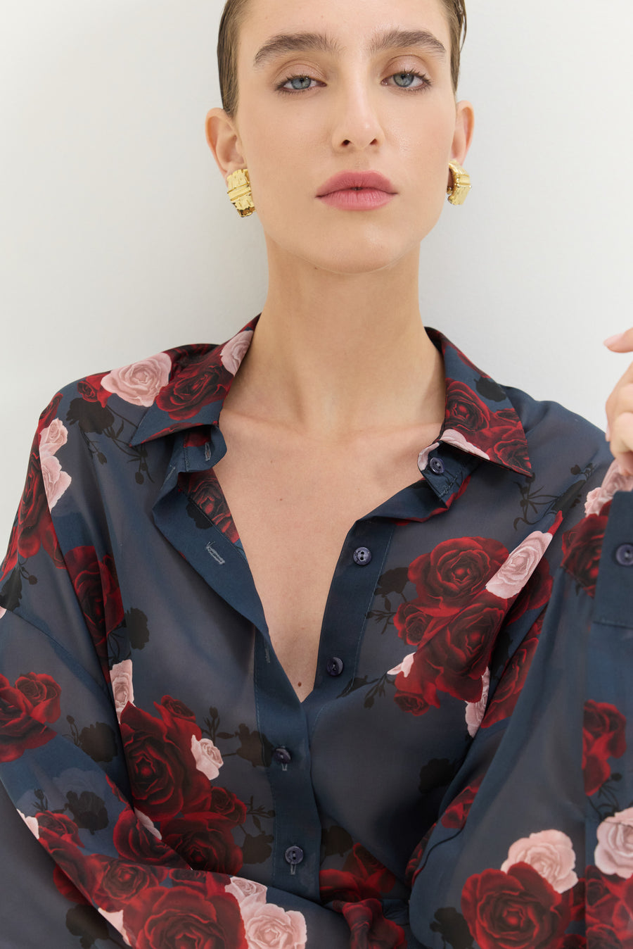 Heather Shirt (Shadow Roses Blue)