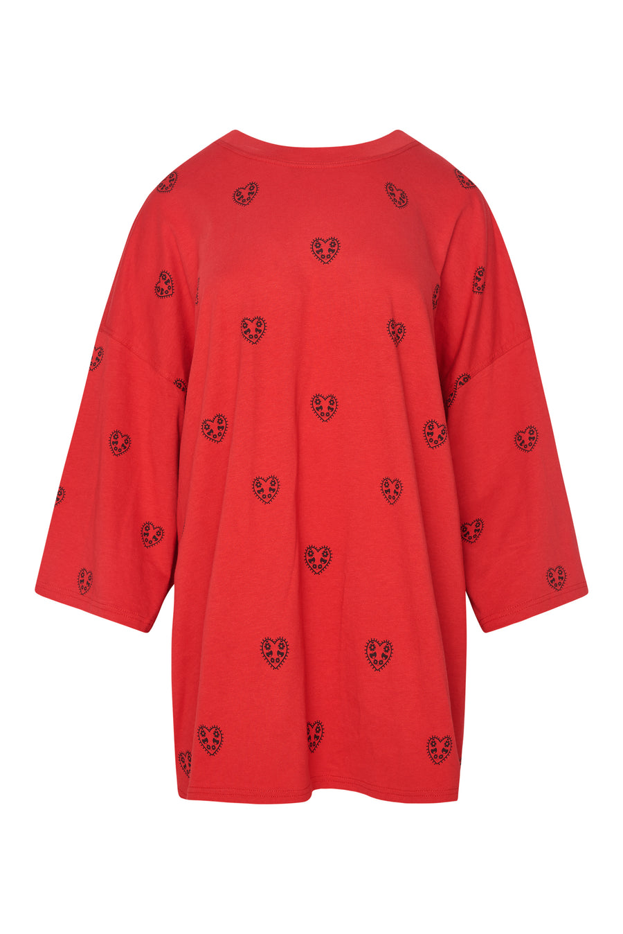 Whitney T-Shirt (Hearts pattern red)