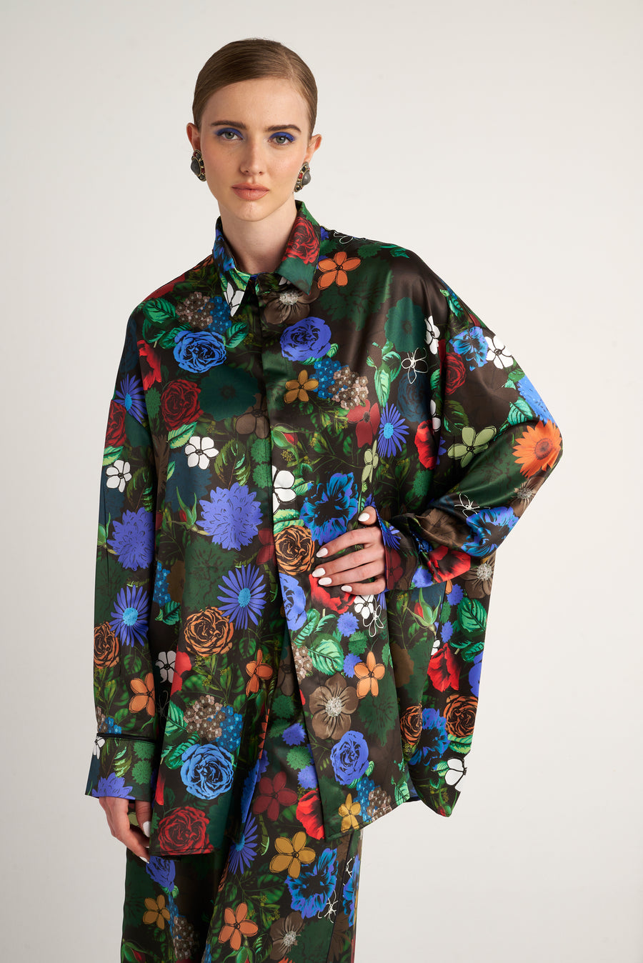Phoebe Shirt (Black Real Flowers)