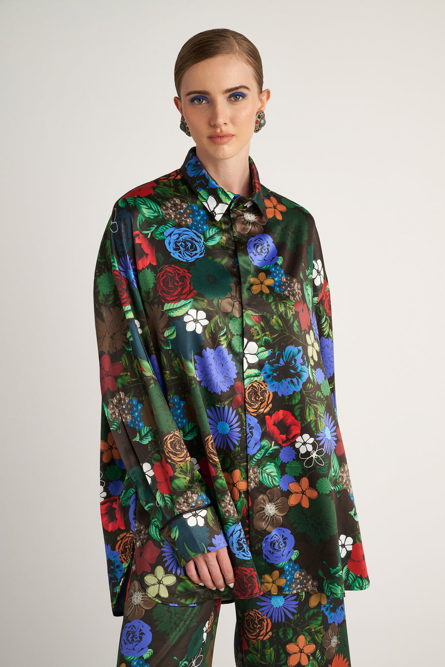 Phoebe Shirt (Black Real Flowers)