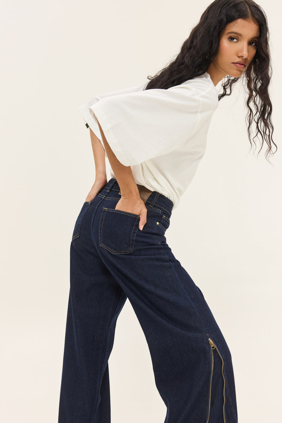 Sabine Denim Pants (Dark Blue)