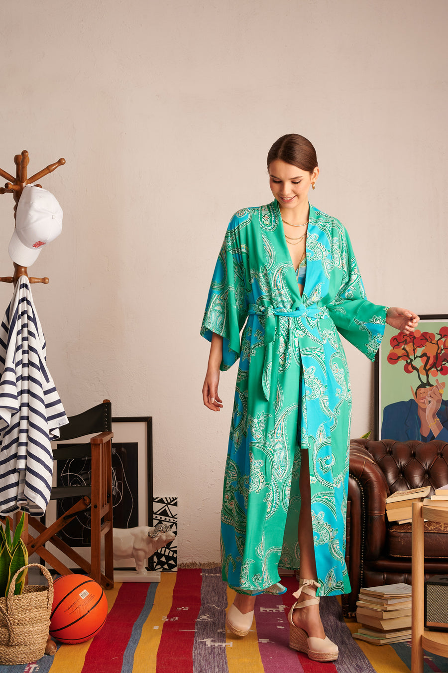 Yolena Dress-Kimono (light green)